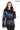 Aurevine Women’s Metallic Blue Genuine Leather Jacket with Knit Shawl Collar and Suede Contrast Panels