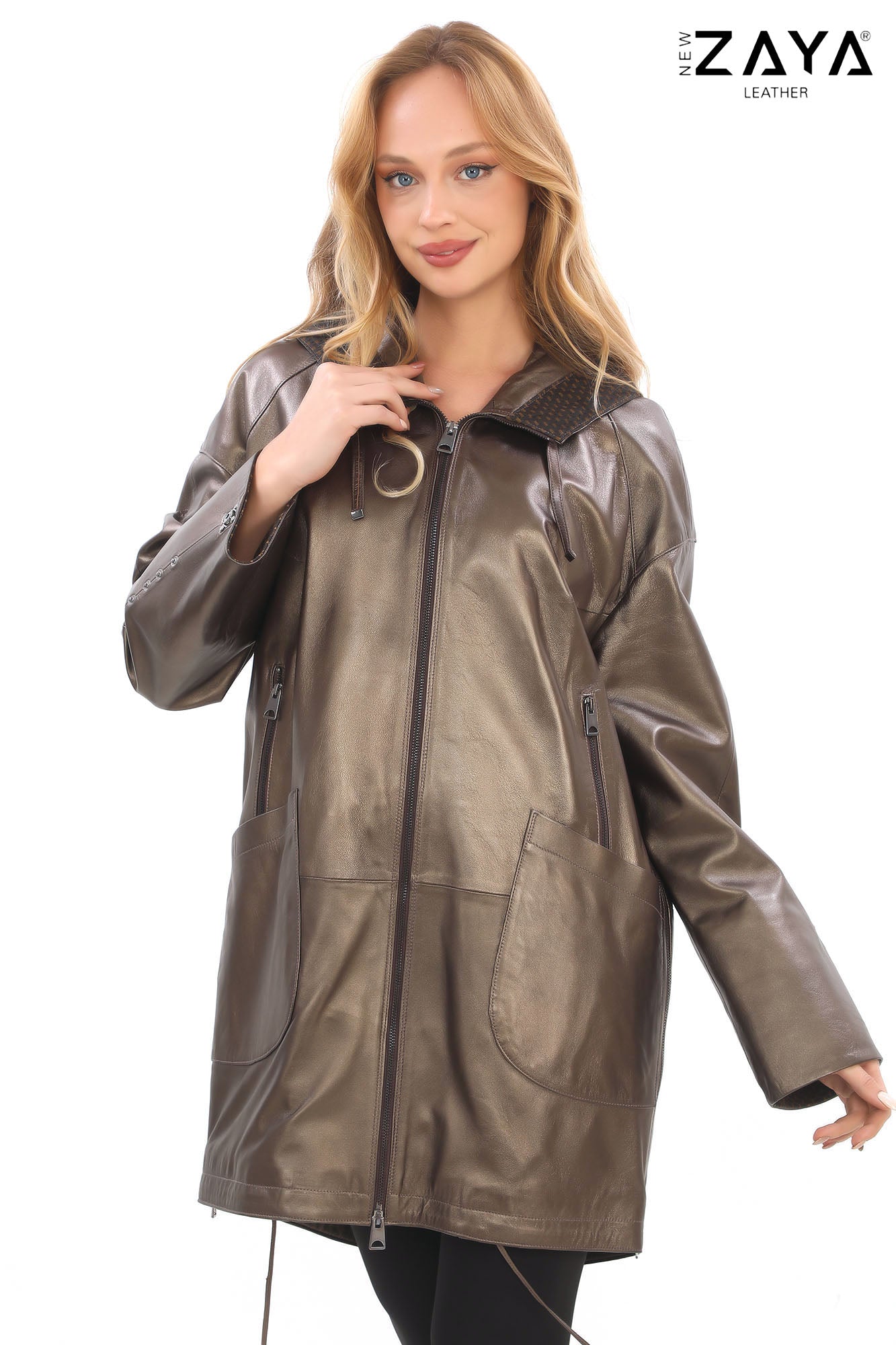 ÉLISÉA COPPER – Oversized Leather Trench Coat Copper