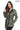 Venza Genuine Lambskin Khaki Hooded Leather Jacket with Contrast Asymmetric Stripes