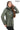 Venza Genuine Lambskin Khaki Hooded Leather Jacket with Contrast Asymmetric Stripes