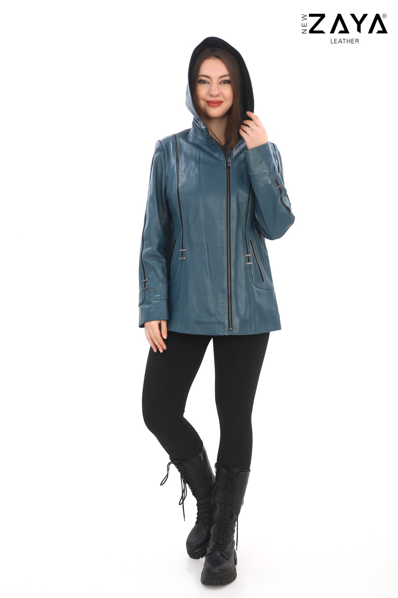 Taylor Petrol Blue Genuine Lambskin Leather Jacket