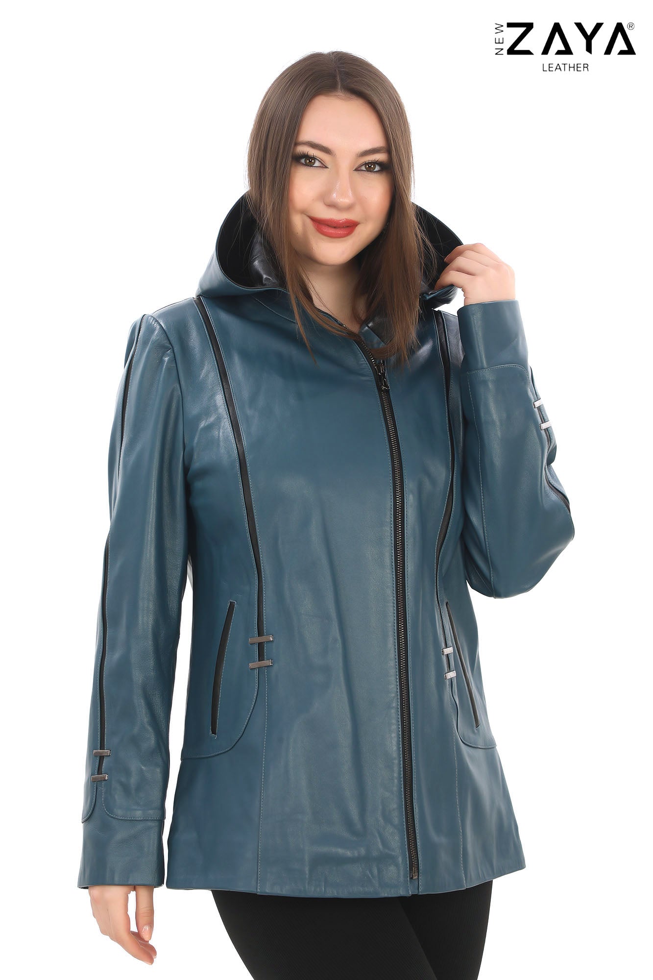 Taylor Petrol Blue Genuine Lambskin Leather Jacket