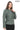 FLORA SAGE GREEN GENUINE LEATHER RUFFLE DETAILED ASYMMETRICAL JACKET