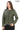 FLORA KHAKI GENUINE LEATHER RUFFLE DETAILED ASYMMETRICAL JACKET