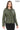 FLORA KHAKI GENUINE LEATHER RUFFLE DETAILED ASYMMETRICAL JACKET