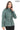 Verona Genuine Leather Mint Green Asymmetric Biker Jacket with Quilted Panel Details