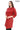 Calyra Genuine Lambskin Crimson Red Leather Trench with Ruched Collar and Sculpted Waist