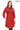 Calyra Genuine Lambskin Crimson Red Leather Trench with Ruched Collar and Sculpted Waist