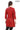 Calyra Genuine Lambskin Crimson Red Leather Trench with Ruched Collar and Sculpted Waist