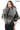 NOIR ÉLÉGANCE Women’s Black Leather Jacket with Silver Fox Fur