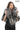 NOIR ÉLÉGANCE Women’s Black Leather Jacket with Silver Fox Fur