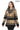 Aurevine Women’s Gold Genuine Leather Jacket with Knit Shawl Collar and Suede Contrast Panels