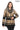 Aurevine Women’s Gold Genuine Leather Jacket with Knit Shawl Collar and Suede Contrast Panels