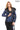 JAEEN Metallic Blue Genuine Lambskin Leather Jacket with Detachable Hood