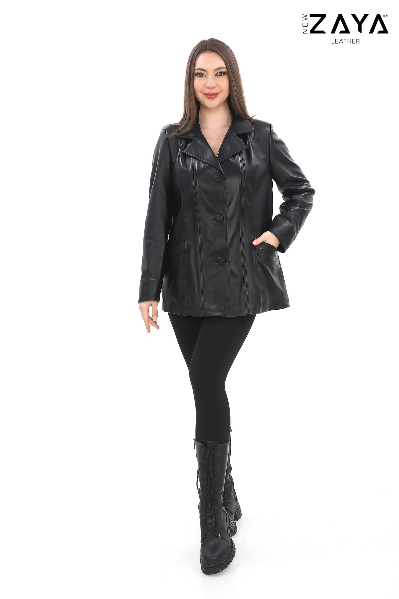 ÉLIANE NOIR – Classic Black Leather Jacket