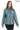 Hazel -Teal Stand Collar Genuine Leather Jacket