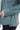 Hazel -Teal Stand Collar Genuine Leather Jacket