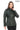Verona Genuine Leather Khaki Asymmetric Biker Jacket with Quilted Panel Details