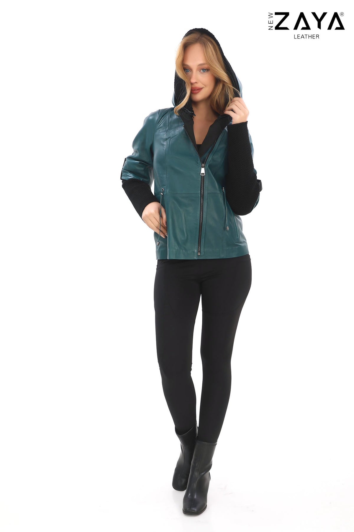 Chloegt Petrol Blue Hooded Jacket