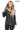 Venza Genuine Lambskin Black Hooded Leather Jacket with Contrast Asymmetric Stripes