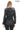 Venza Genuine Lambskin Black Hooded Leather Jacket with Contrast Asymmetric Stripes