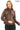 Virella Women’s Brown Genuine Leather Jacket with Stand Collar