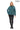 Hazel -Petrol Blue Stand Collar Genuine Leather Jacket