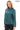 Hazel -Petrol Blue Stand Collar Genuine Leather Jacket