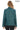 Hazel -Petrol Blue Stand Collar Genuine Leather Jacket