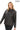 Varelle Noir Women’s Black Genuine Lamb Leather Jacket with Stand Collar and Zipper Sleeve Details