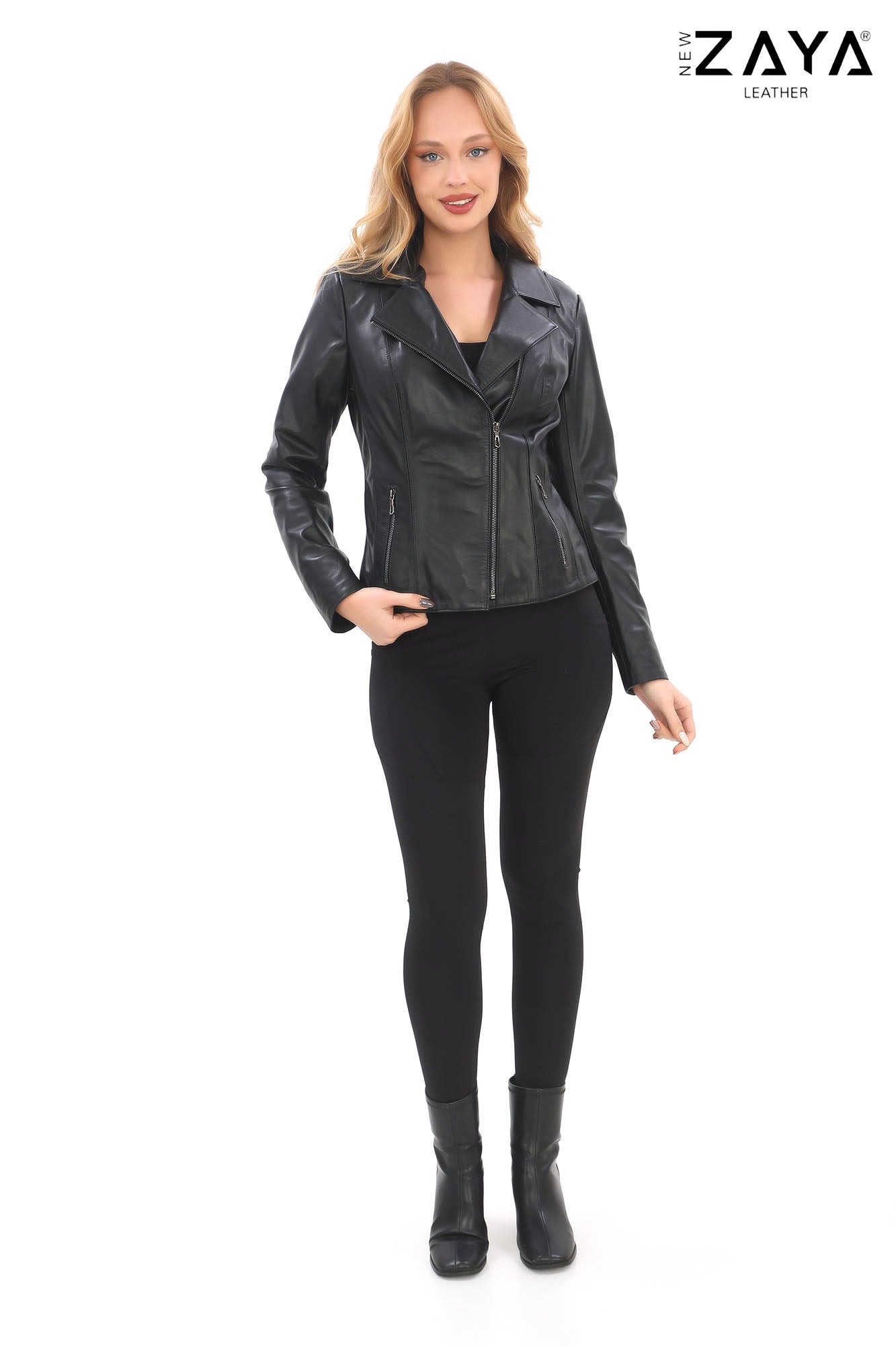 Valeria Black Biker Leather Jacket