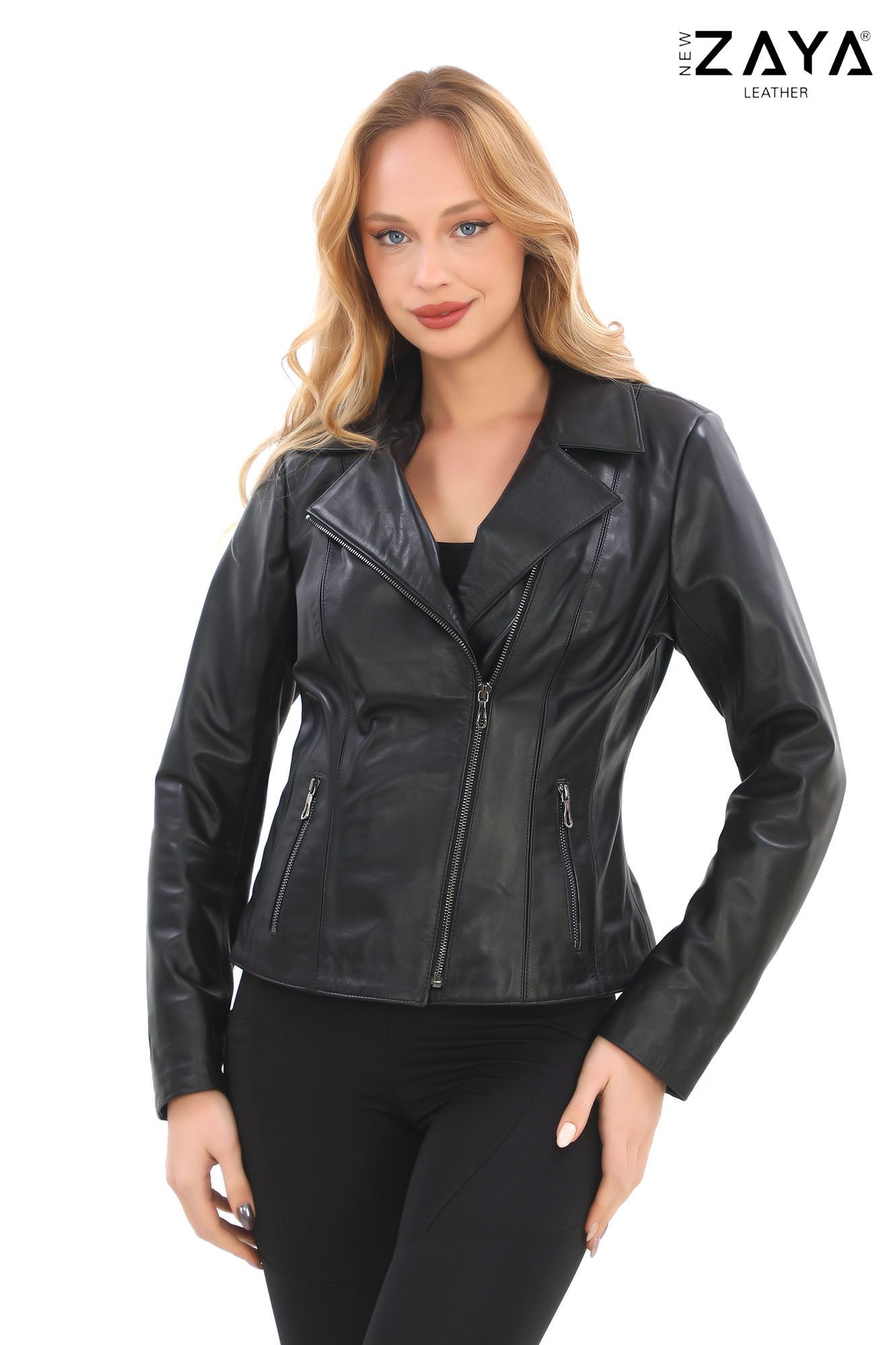 Valeria Black Biker Leather Jacket
