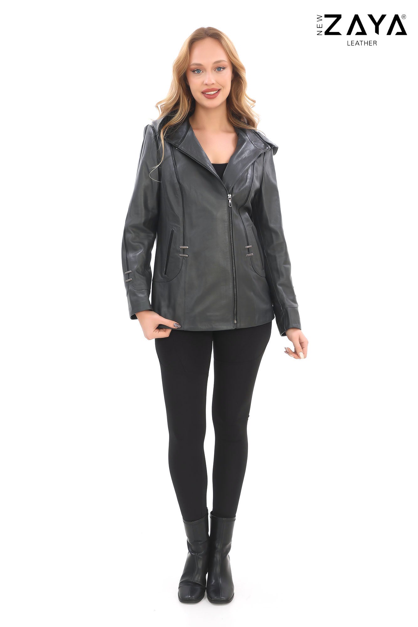 Taylor Anthracite Genuine Lambskin Leather Jacket