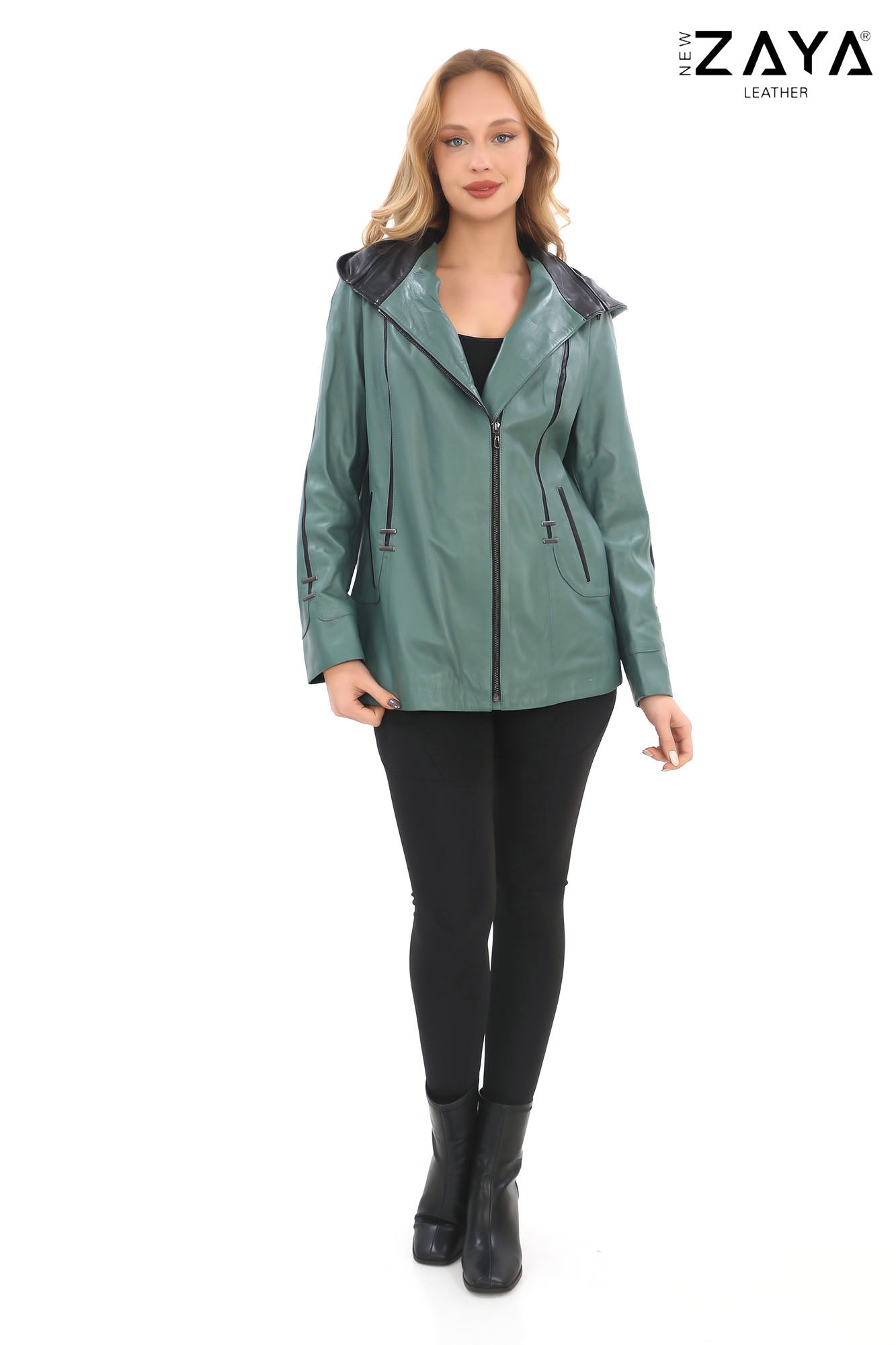 Taylor Mint Green Genuine Lambskin Leather Jacket