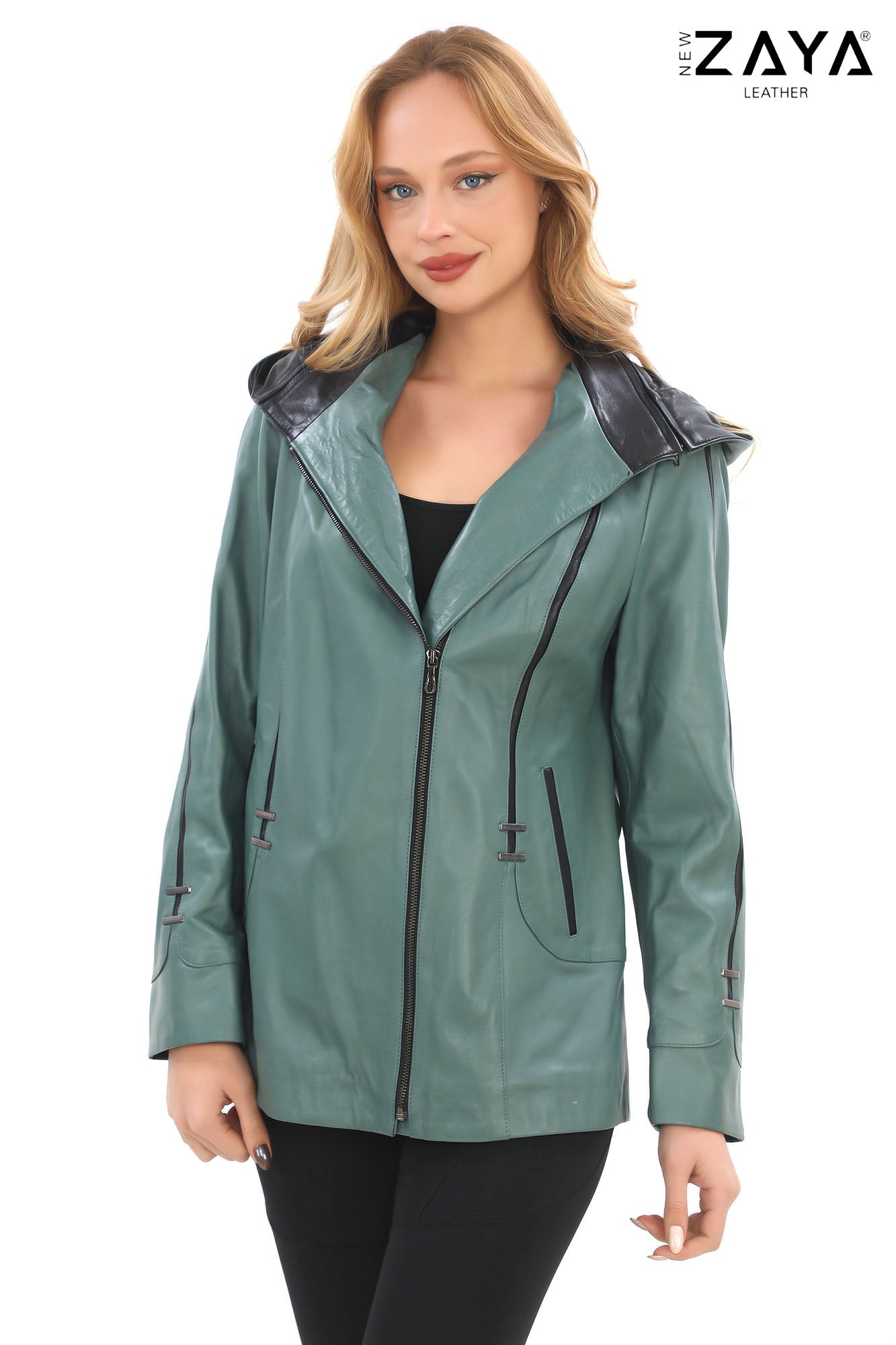Taylor Mint Green Genuine Lambskin Leather Jacket