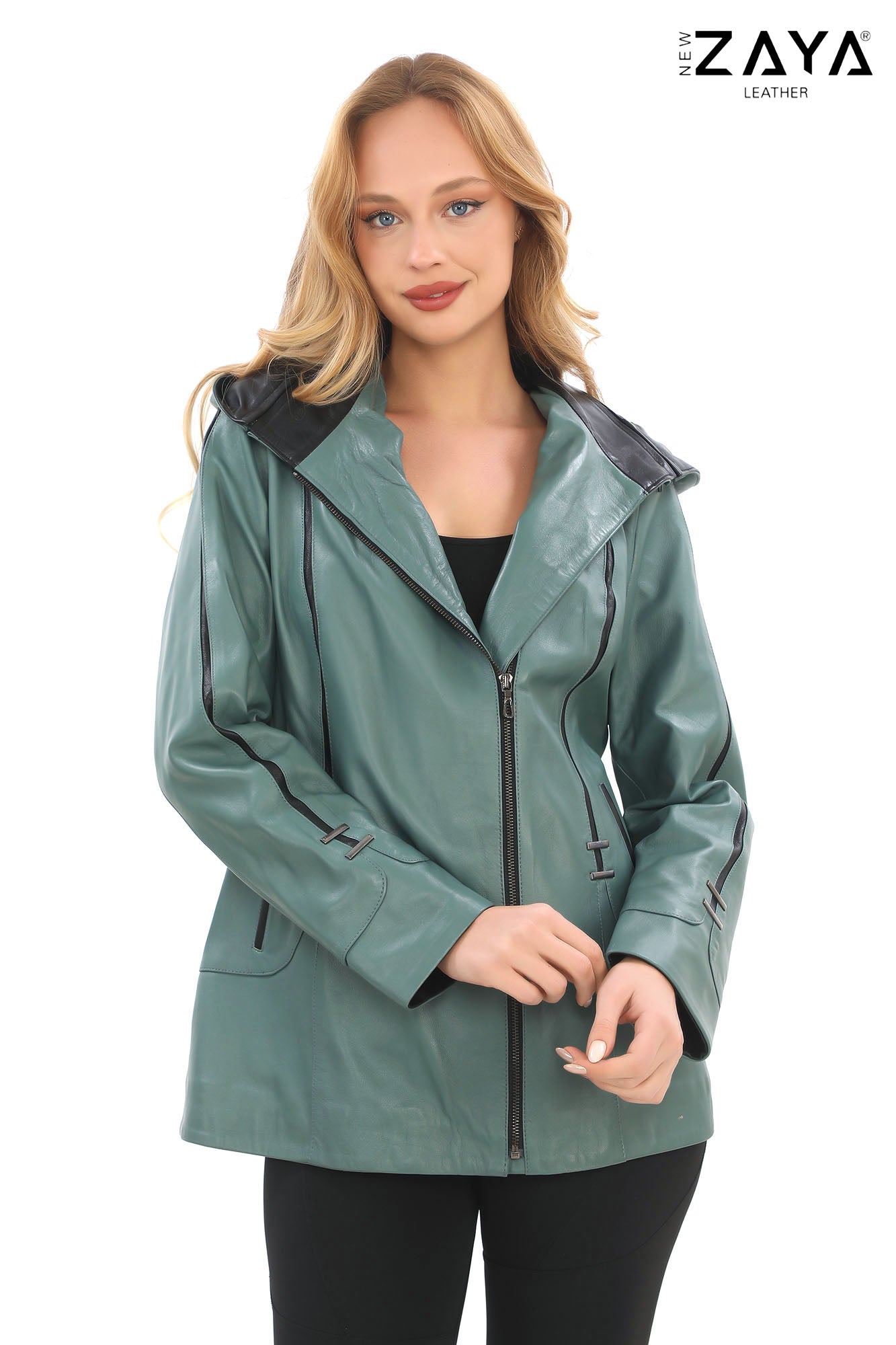 Taylor Mint Green Genuine Lambskin Leather Jacket