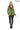 Venza Genuine Lambskin Green Hooded Leather Jacket with Contrast Asymmetric Stripes