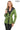 Venza Genuine Lambskin Green Hooded Leather Jacket with Contrast Asymmetric Stripes