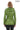Venza Genuine Lambskin Green Hooded Leather Jacket with Contrast Asymmetric Stripes