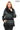 Aurevine Women’s Dark Green Genuine Leather Jacket with Knit Shawl Collar and Suede Contrast Panels
