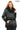 Aurevine Women’s Dark Green Genuine Leather Jacket with Knit Shawl Collar and Suede Contrast Panels
