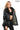 Aurevine Women’s Dark Green Genuine Leather Jacket with Knit Shawl Collar and Suede Contrast Panels