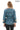 Siena Genuine Leather Blue Hooded Belted Jacket with Checked Pattern Lining