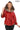 Siena Genuine Leather Red Hooded Belted Jacket with Checked Pattern Lining
