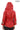 Siena Genuine Leather Red Hooded Belted Jacket with Checked Pattern Lining
