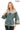 Siena Genuine Leather Mint Green Hooded Belted Jacket with Checked Pattern Lining