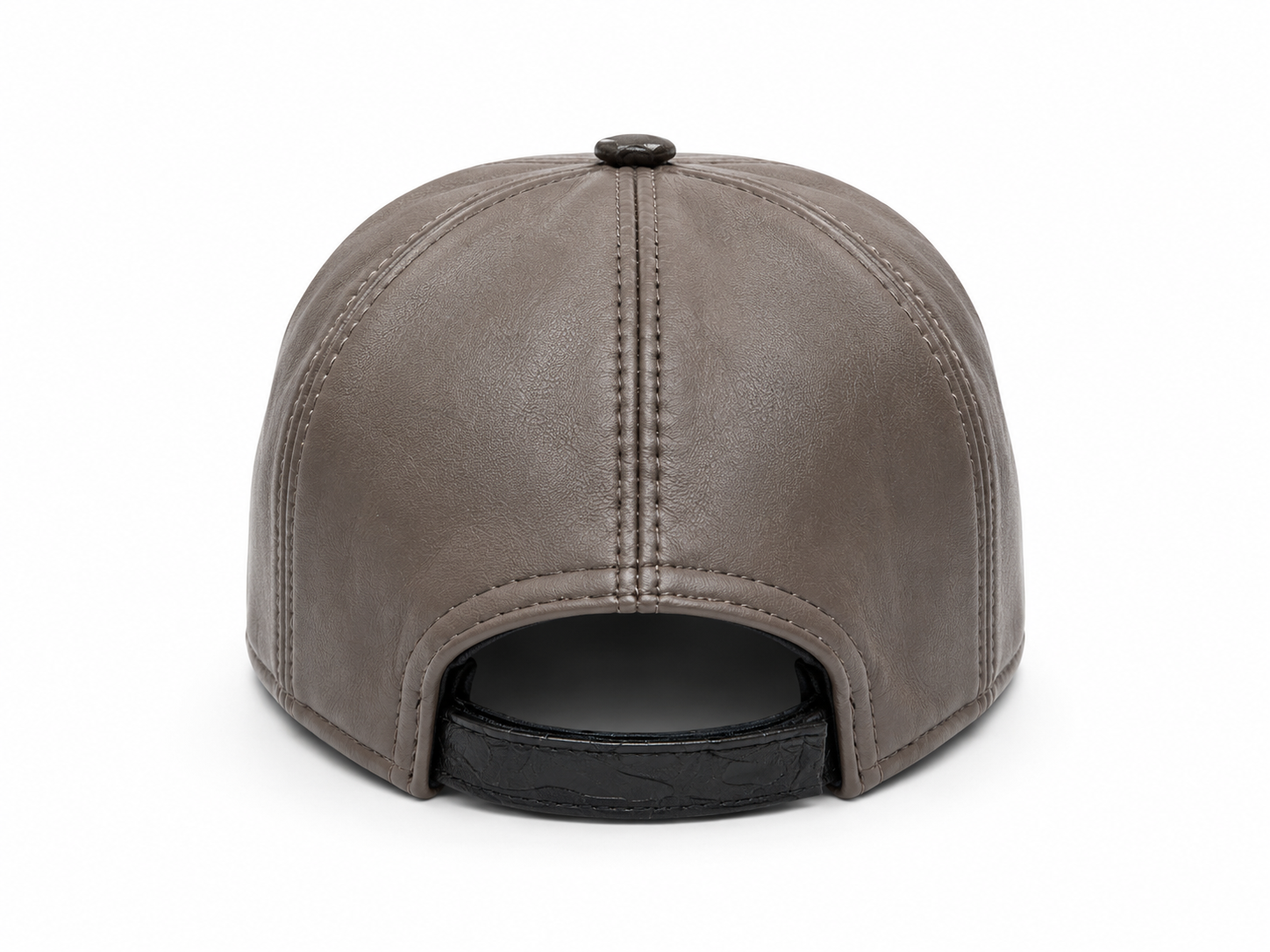 Genuine Leather Baseball Cap with Crocodile-Embossed Visor – Taupe & Black