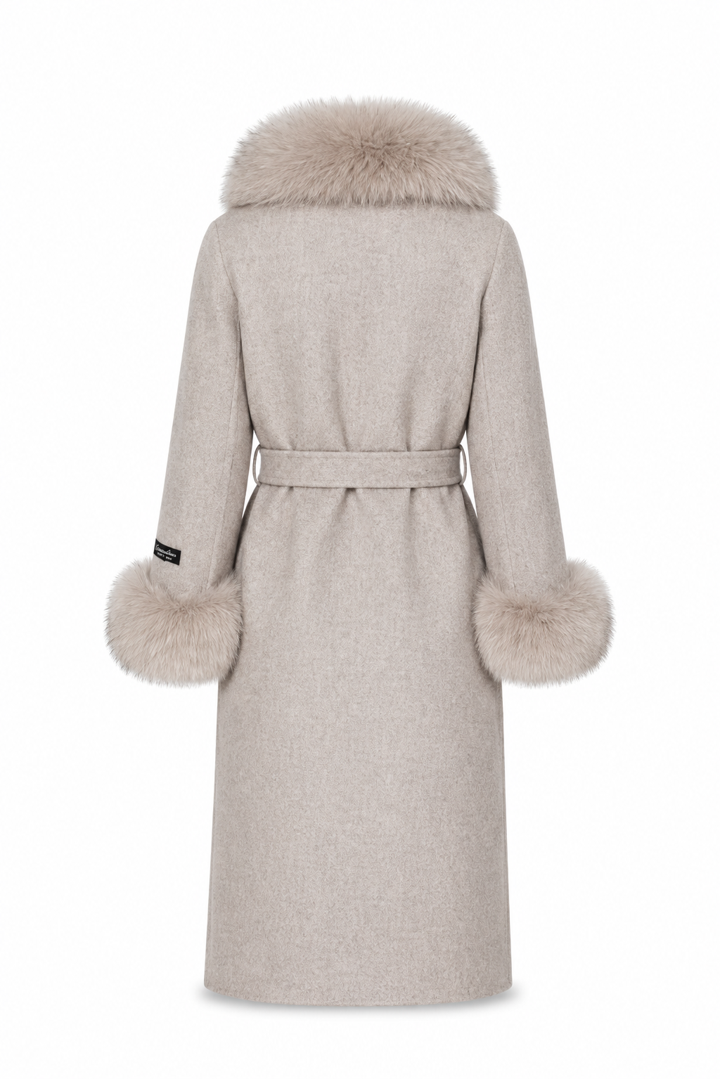 Beige Alpaca Coat with Natural Fox Fur