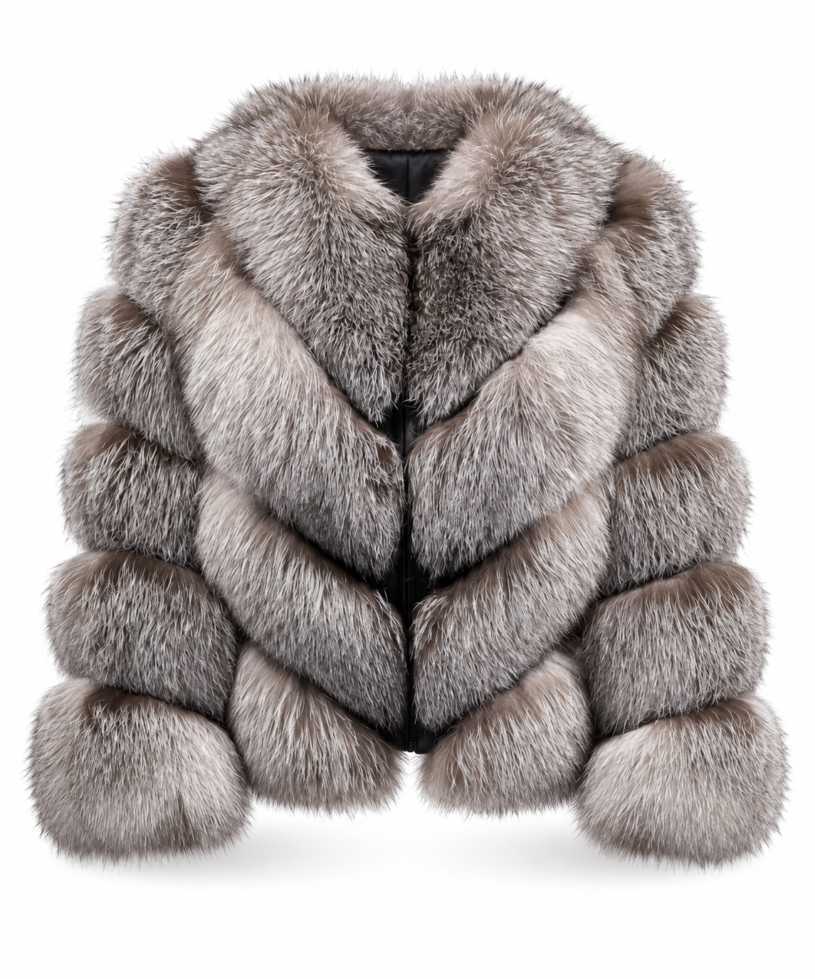 SILVENA Silver Natural Fox Fur Jacket