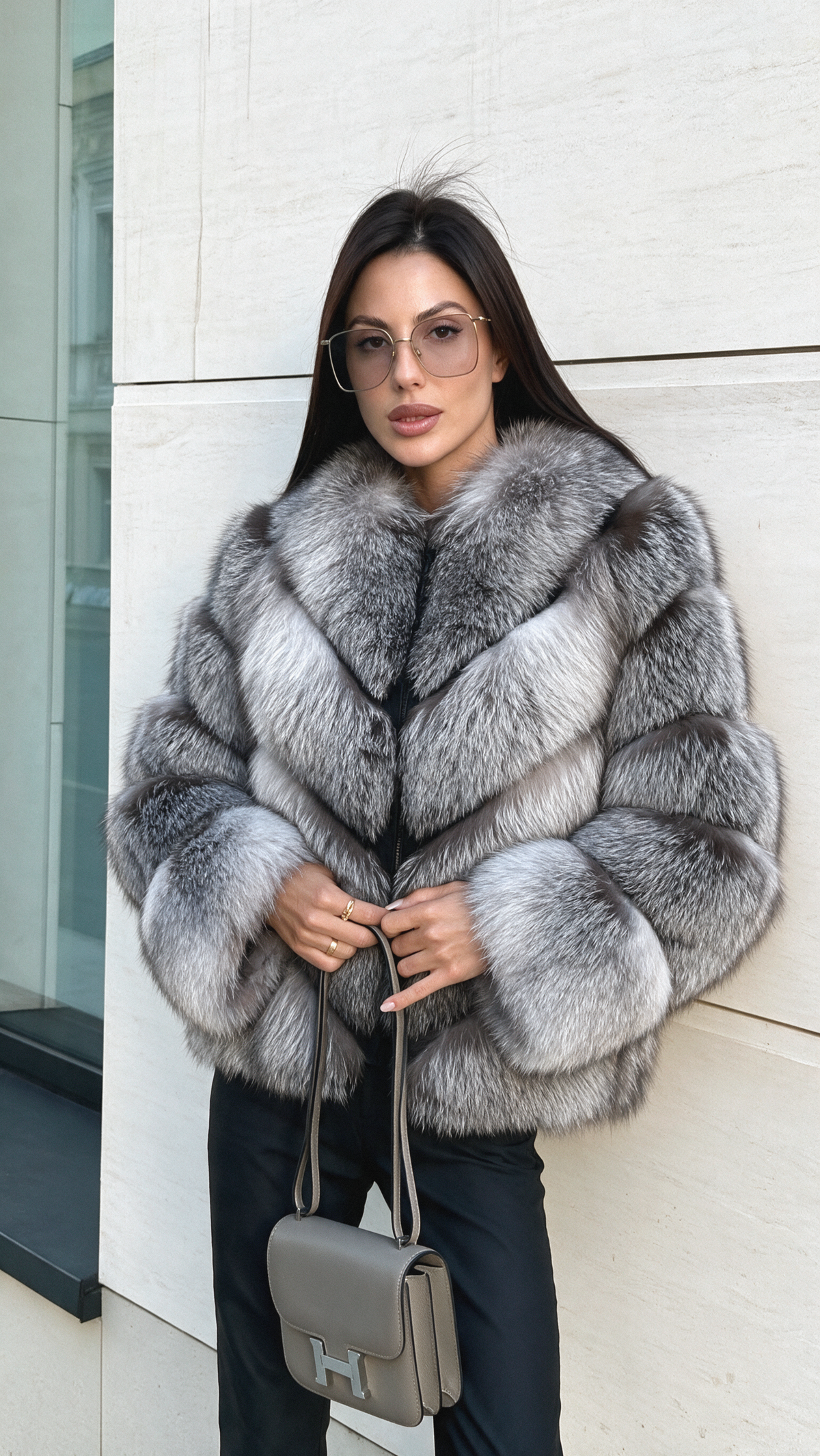 SILVENA Silver Natural Fox Fur Jacket